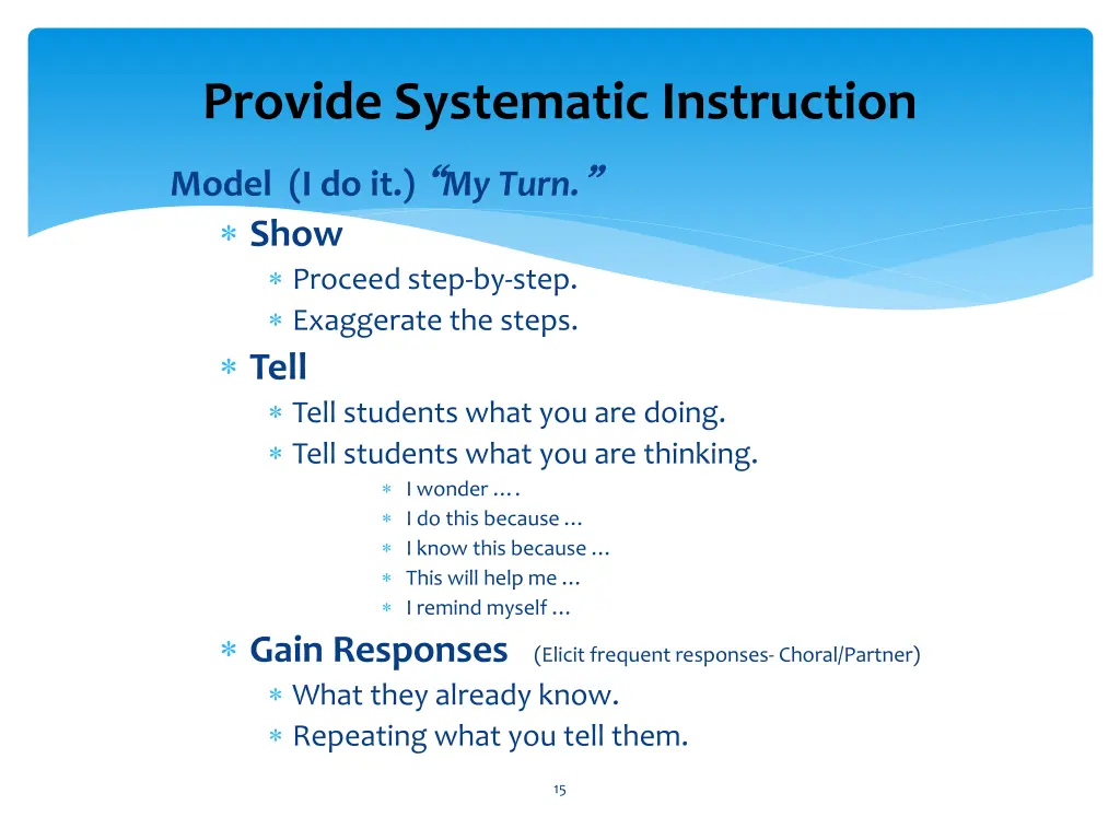 provide systematic instruction