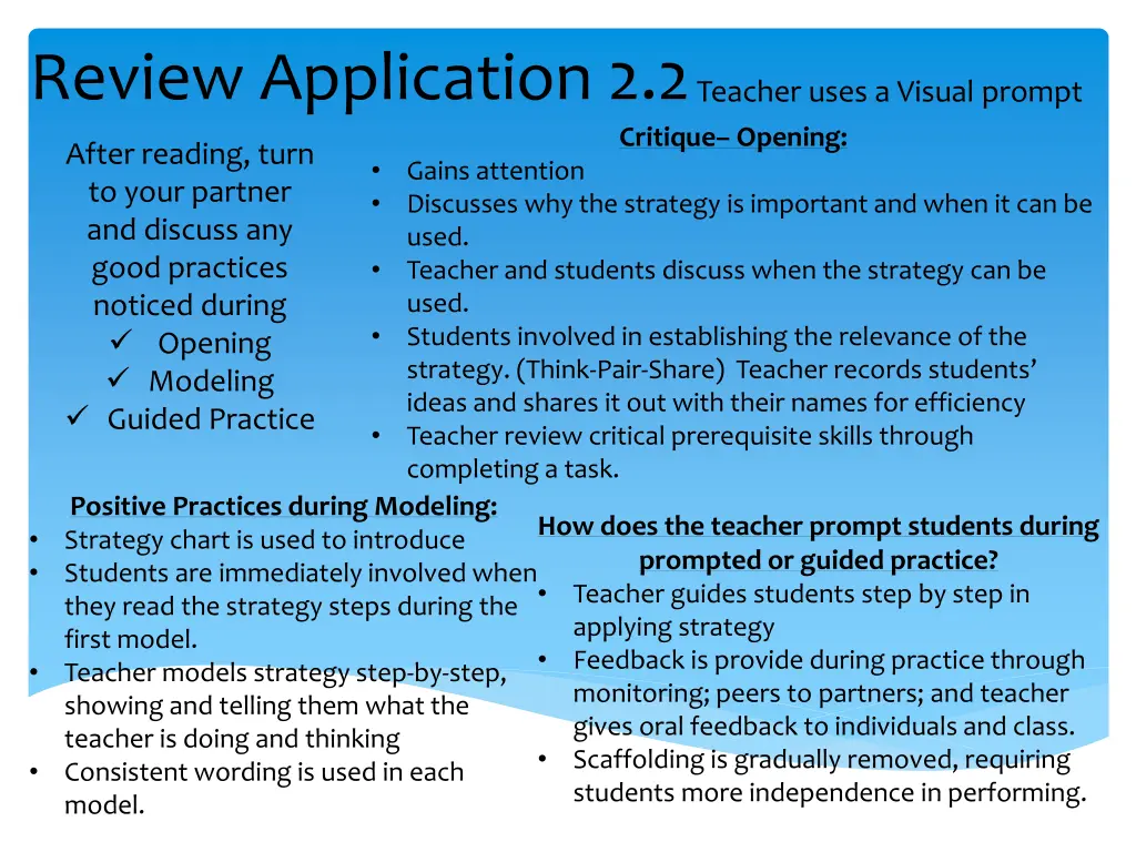 review application 2 2 teacher uses a visual