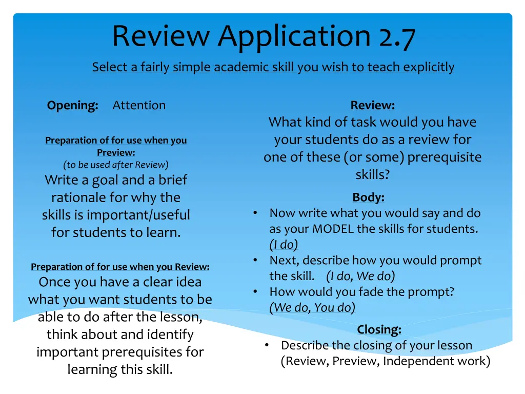 review application 2 7 select a fairly simple