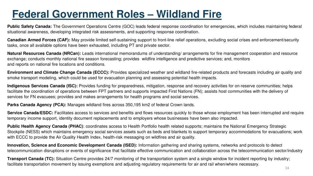 federal government roles wildland fire