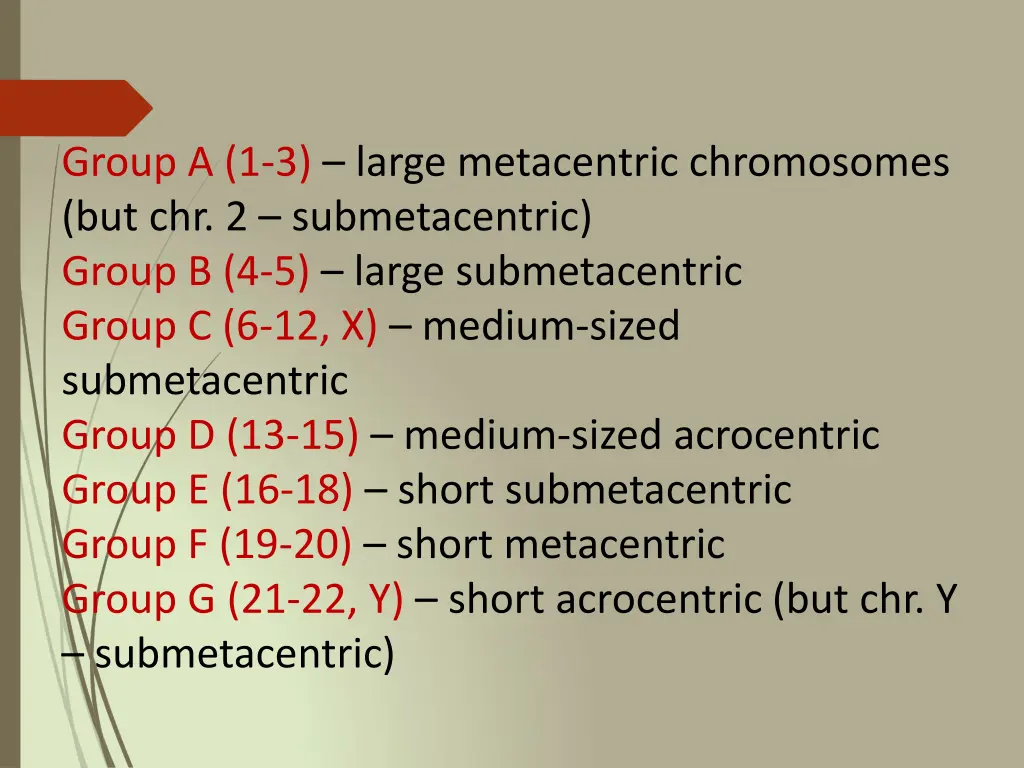 group a 1 3 large metacentric chromosomes