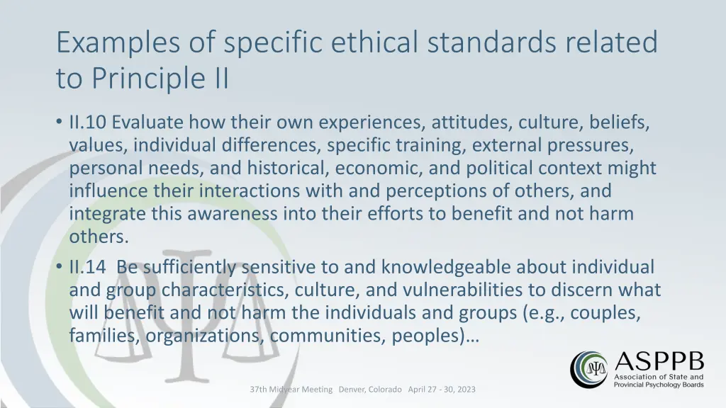examples of specific ethical standards related 1
