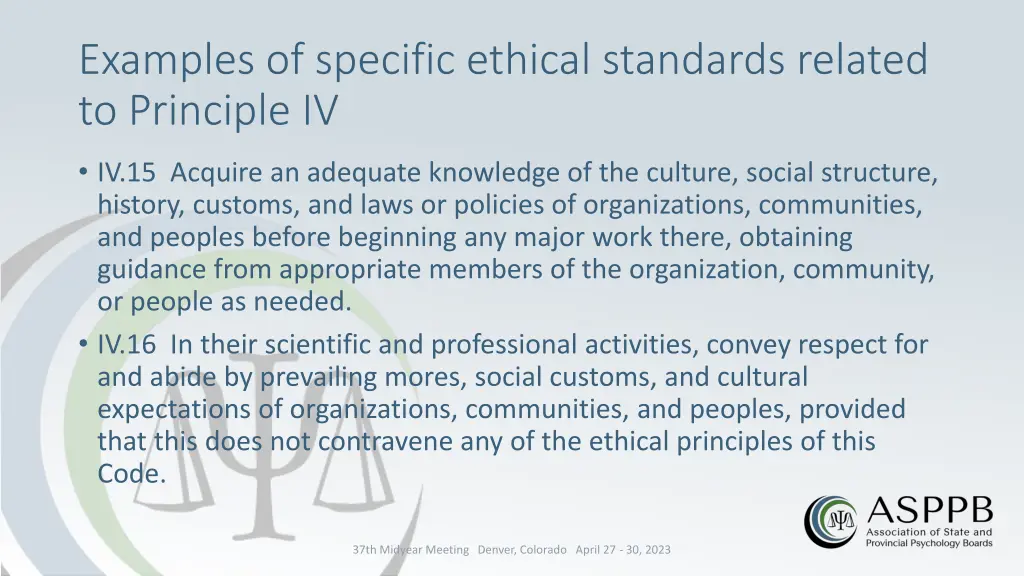 examples of specific ethical standards related 2