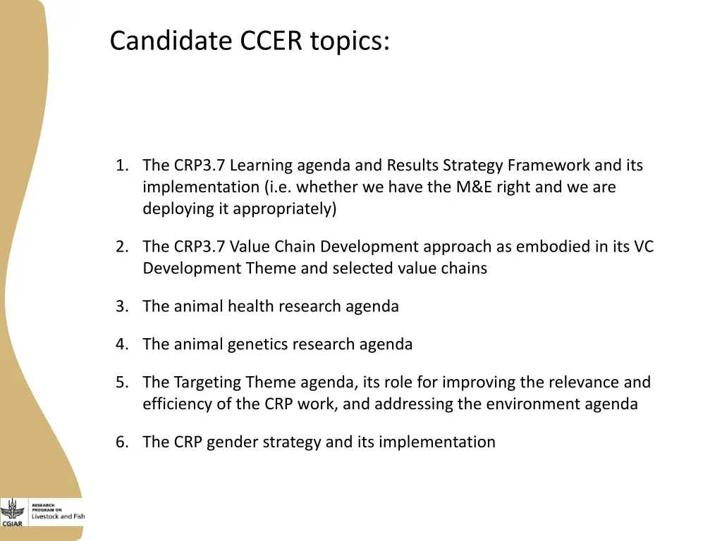 candidate ccer topics