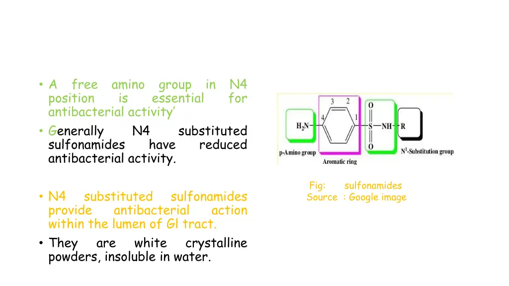 a free amino group in n4 position