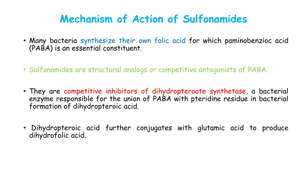 mechanism of action of sulfonamides