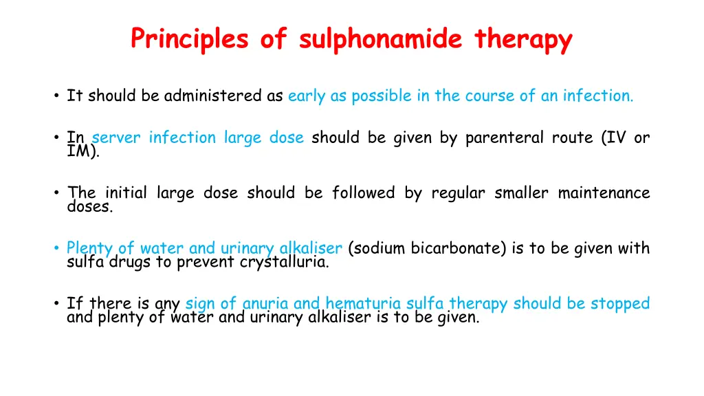 principles of sulphonamide therapy