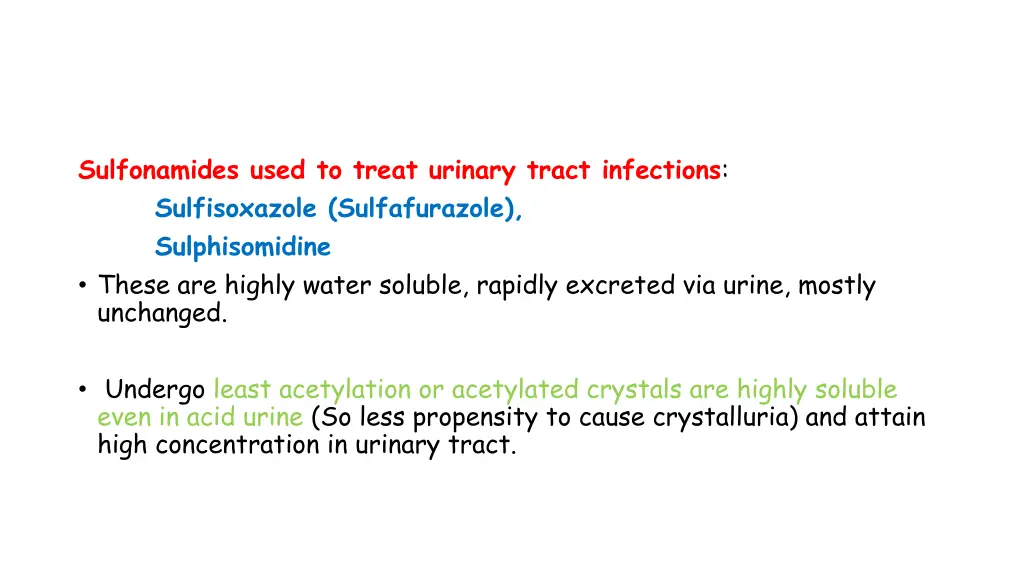 sulfonamides used to treat urinary tract