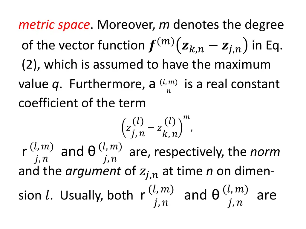 metric space moreover m denotes the degree