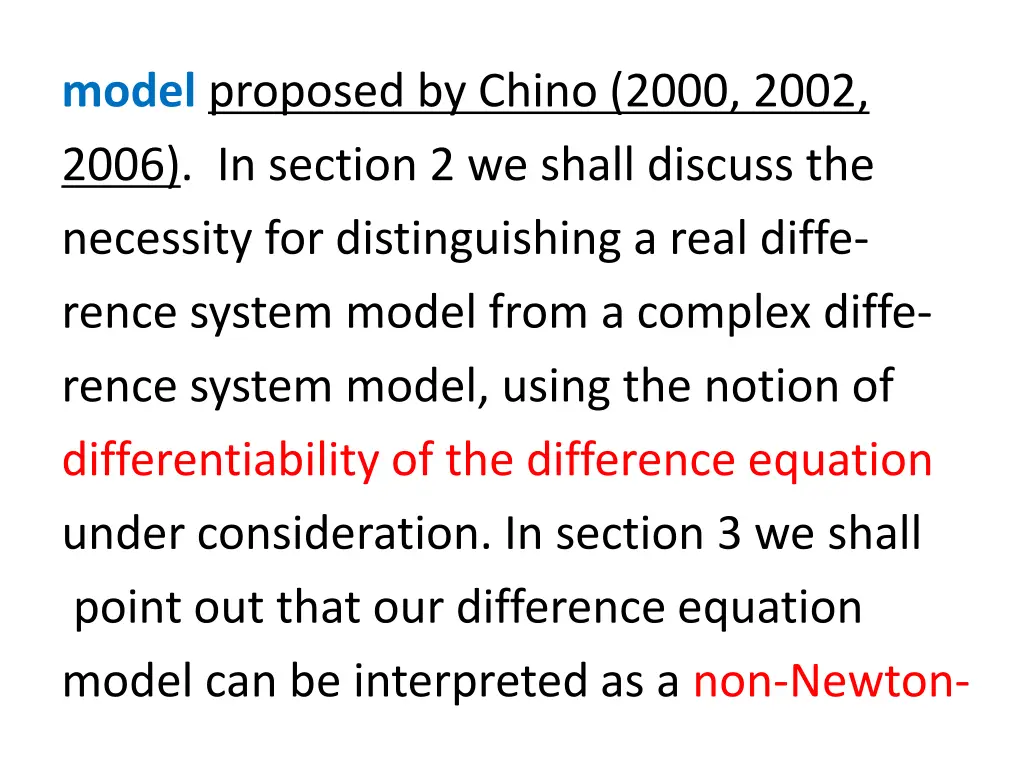 model proposed by chino 2000 2002 2006 in section