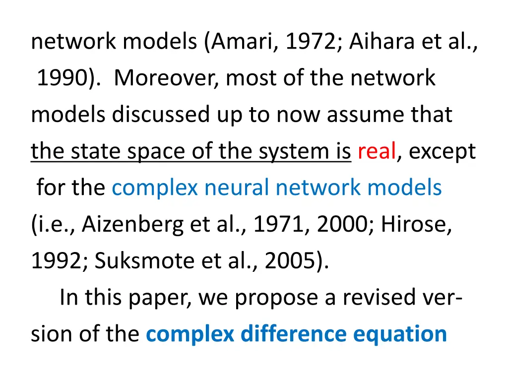 network models amari 1972 aihara et al 1990