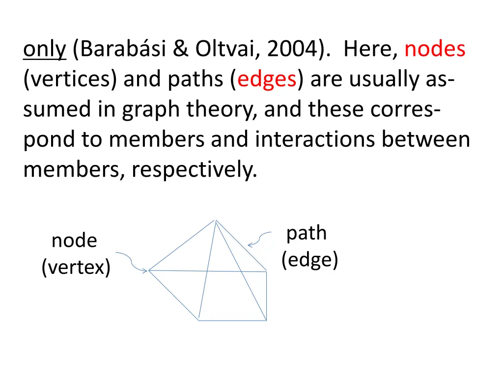 only barab si oltvai 2004 here nodes vertices