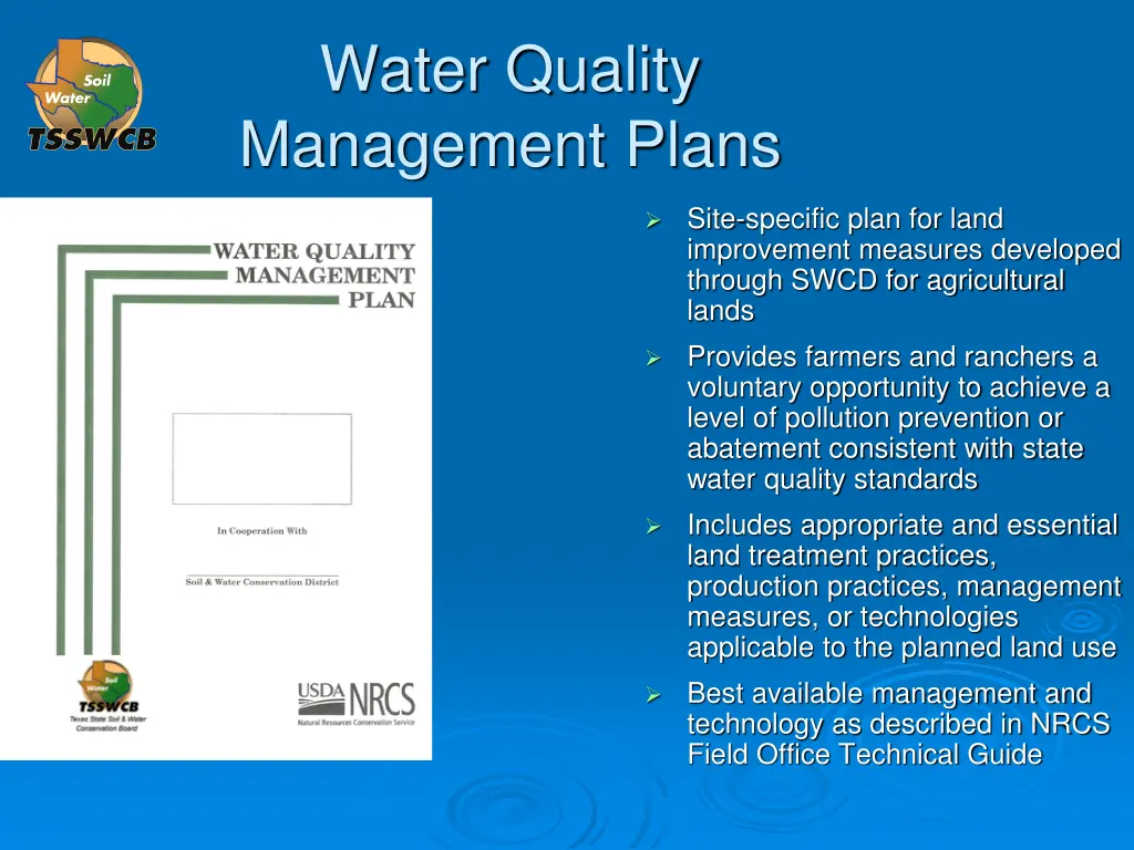 water quality management plans