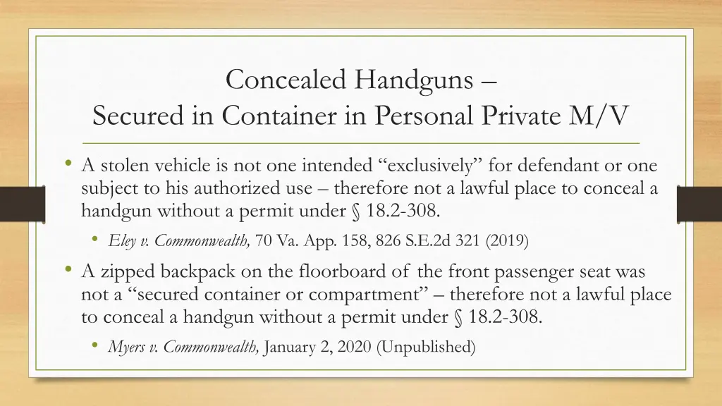 concealed handguns secured in container