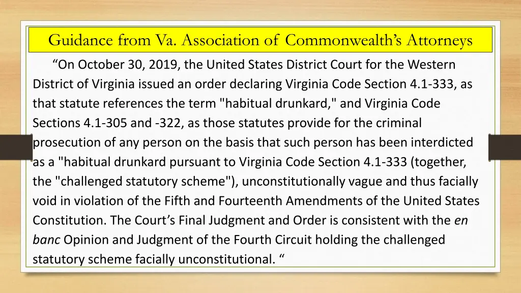 guidance from va association of commonwealth