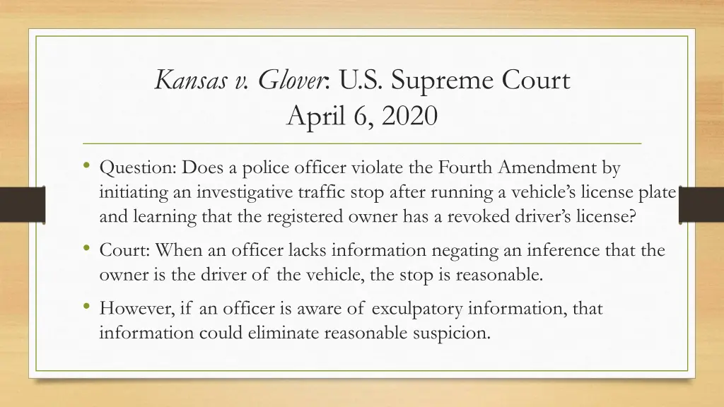 kansas v glover u s supreme court april 6 2020