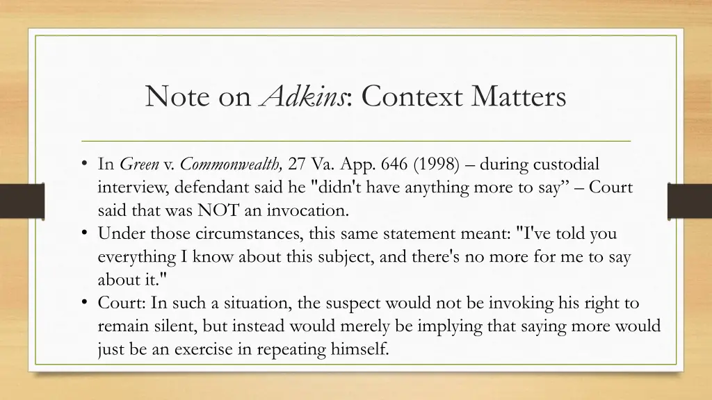 note on adkins context matters
