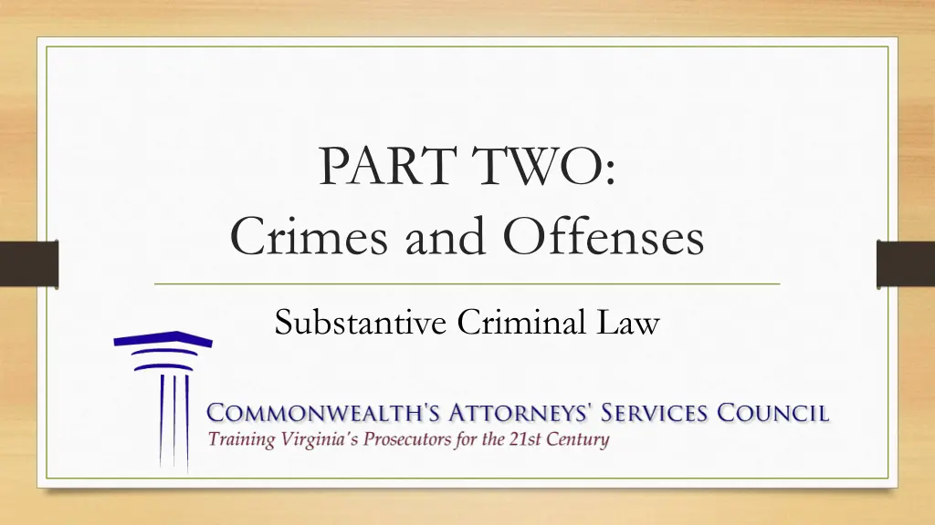 part two crimes and offenses