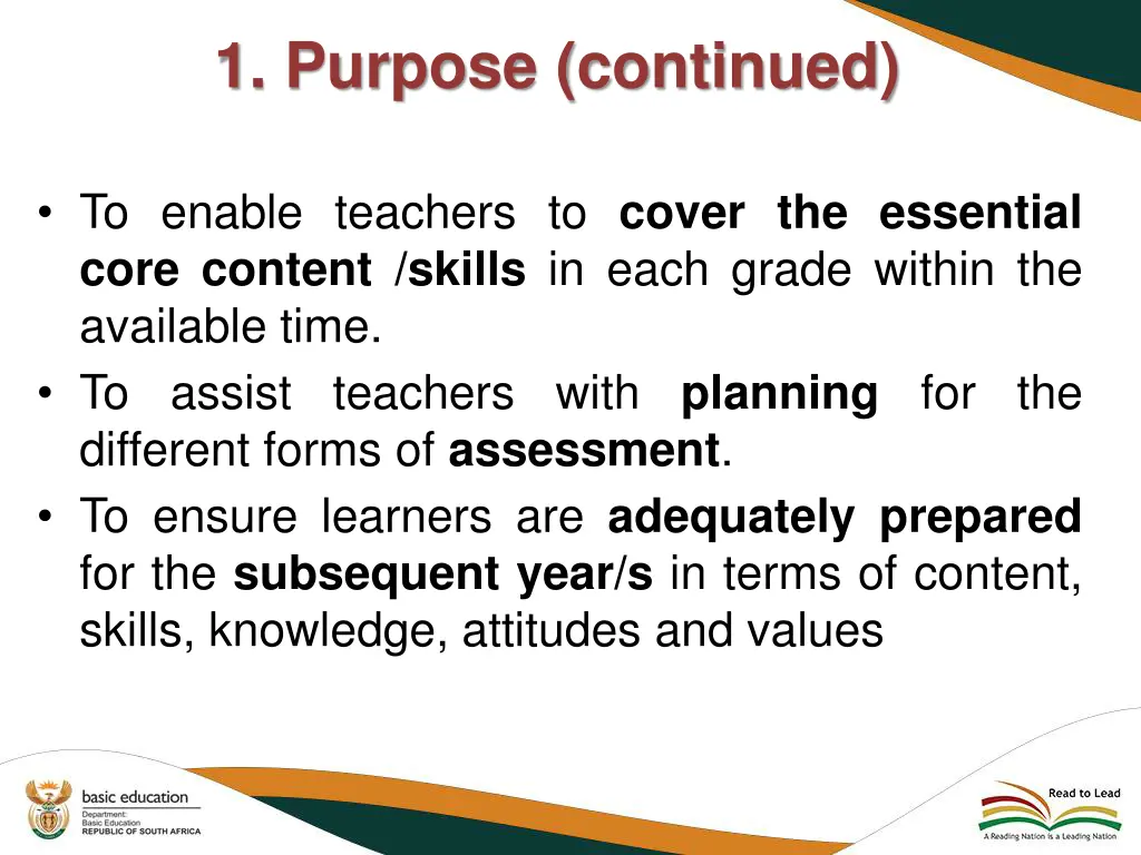 1 purpose continued