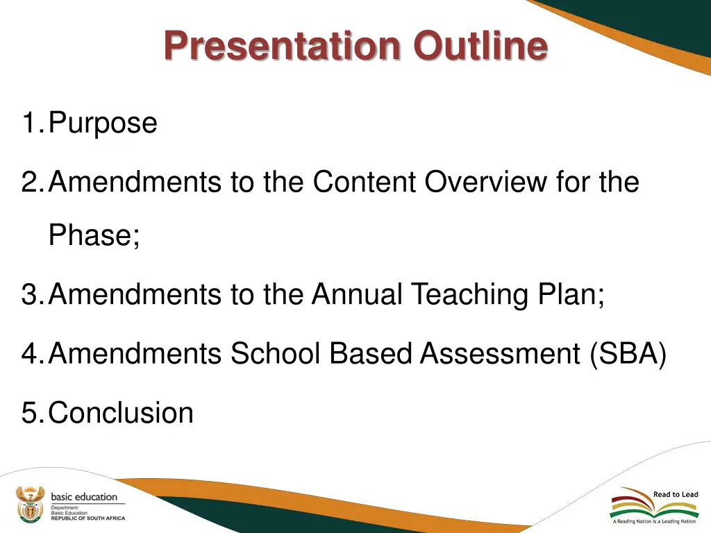 presentation outline