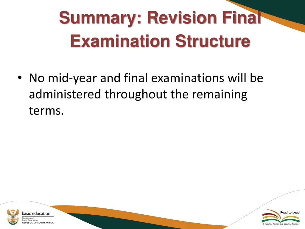summary revision final examination structure