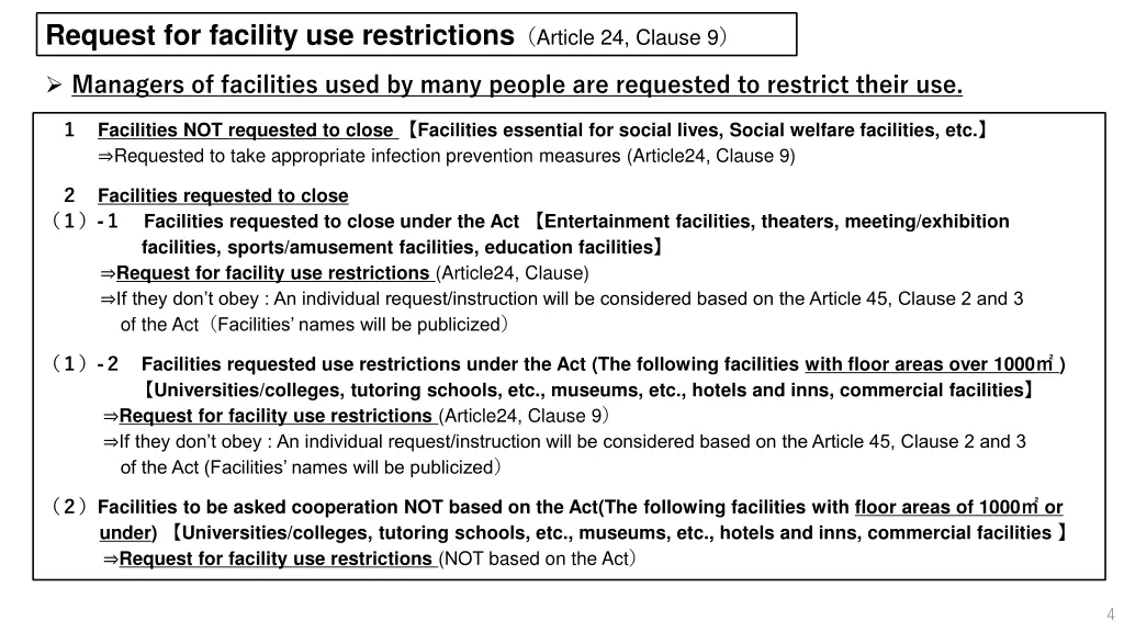 request for facility use restrictions article