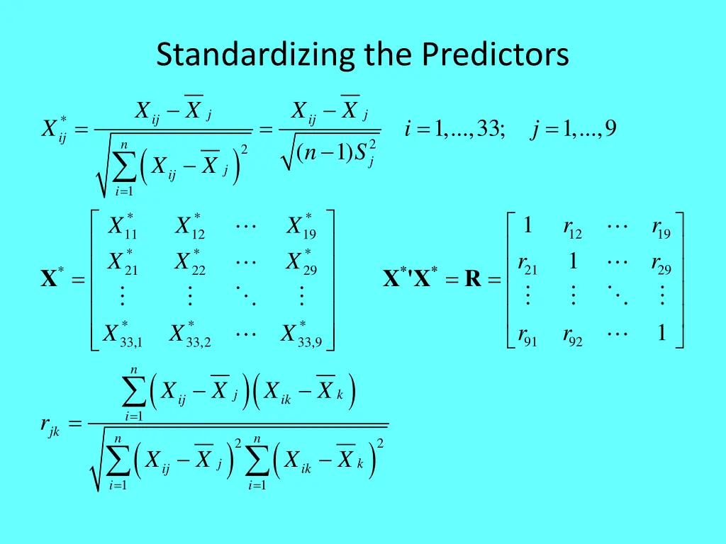 standardizing the predictors