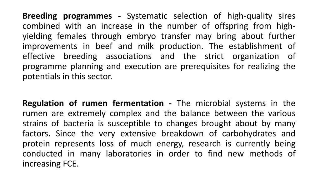 breeding programmes systematic selection of high