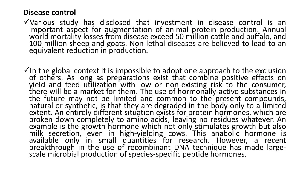 disease control various study has disclosed that