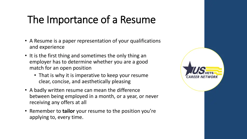 the importance of a resume the importance