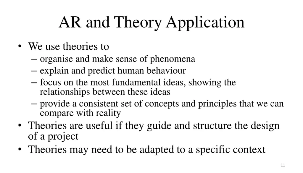 ar and theory application