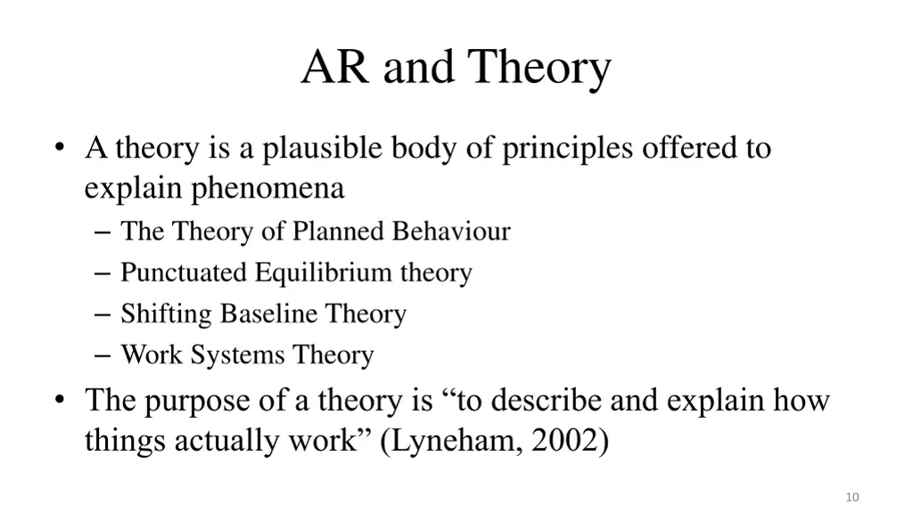 ar and theory
