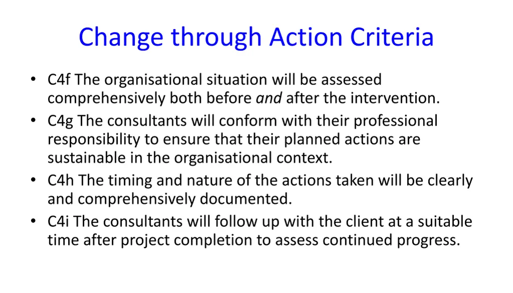 change through action criteria 1