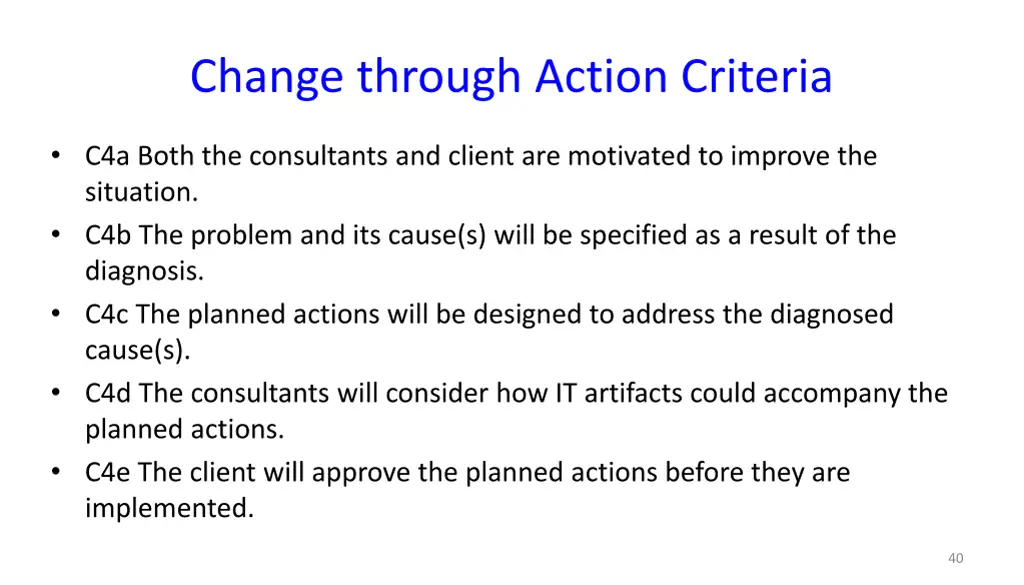 change through action criteria