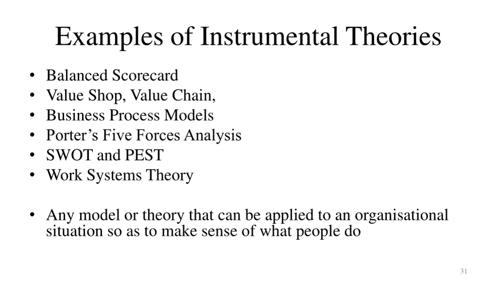 examples of instrumental theories