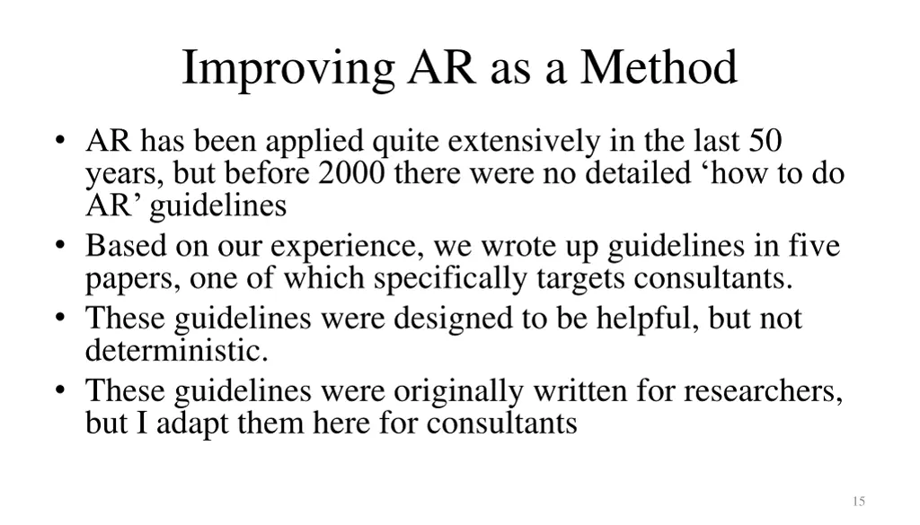 improving ar as a method