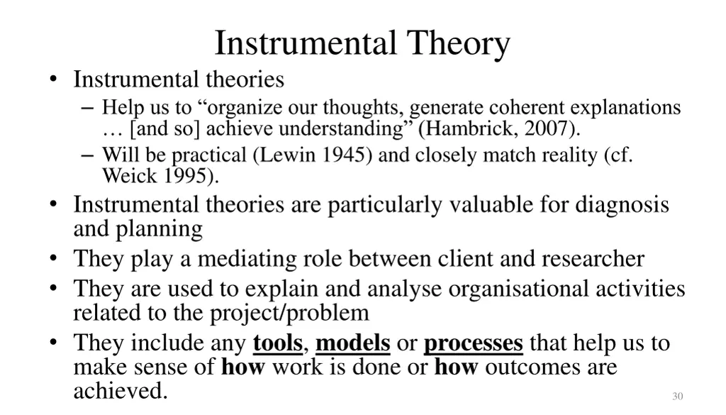 instrumental theory