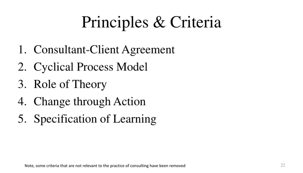 principles criteria