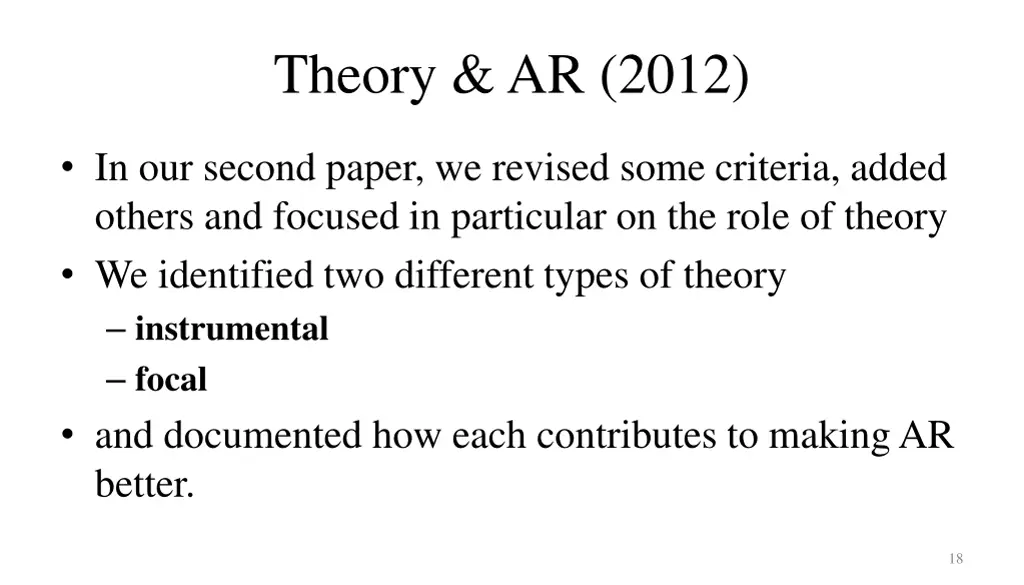 theory ar 2012