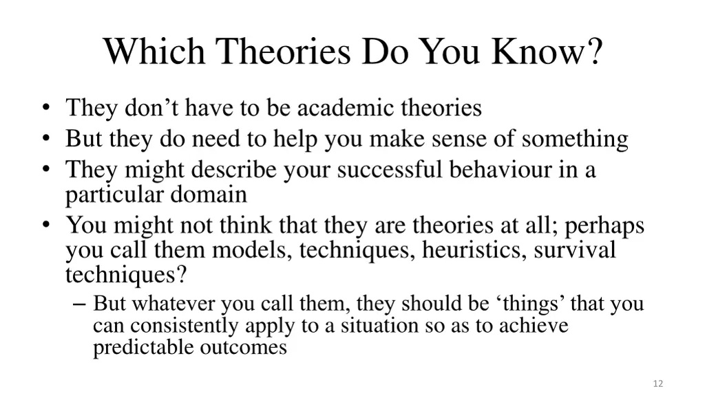 which theories do you know