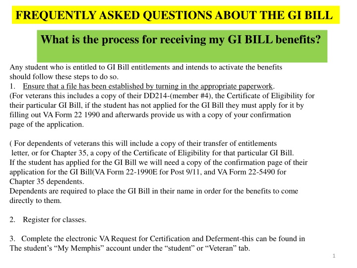 frequently asked questions about the gi bill