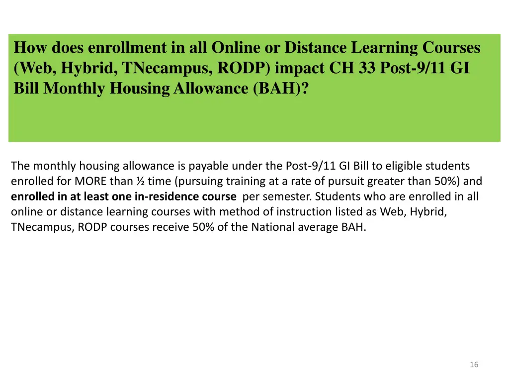 how does enrollment in all online or distance