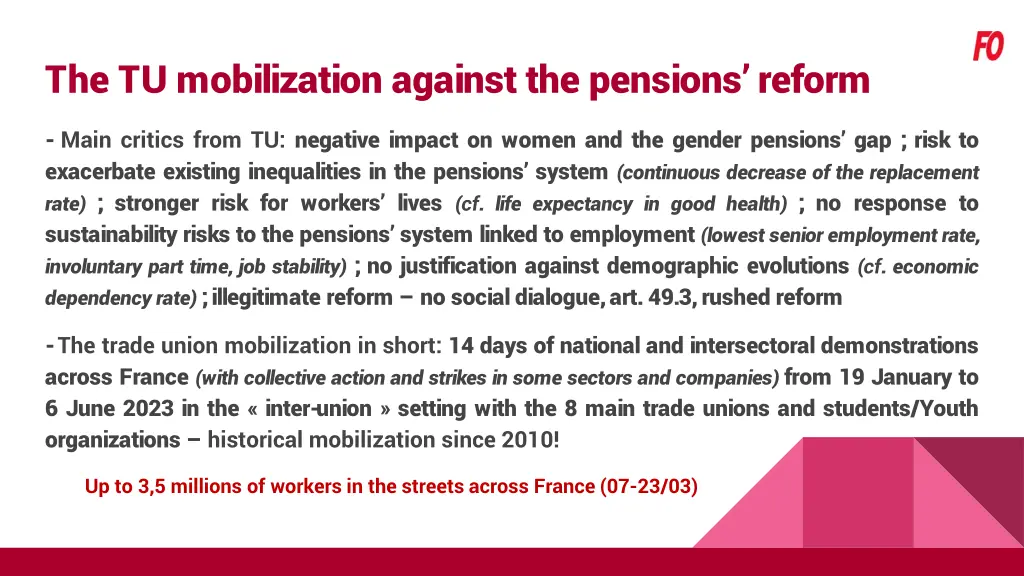 the tu mobilization against the pensions reform