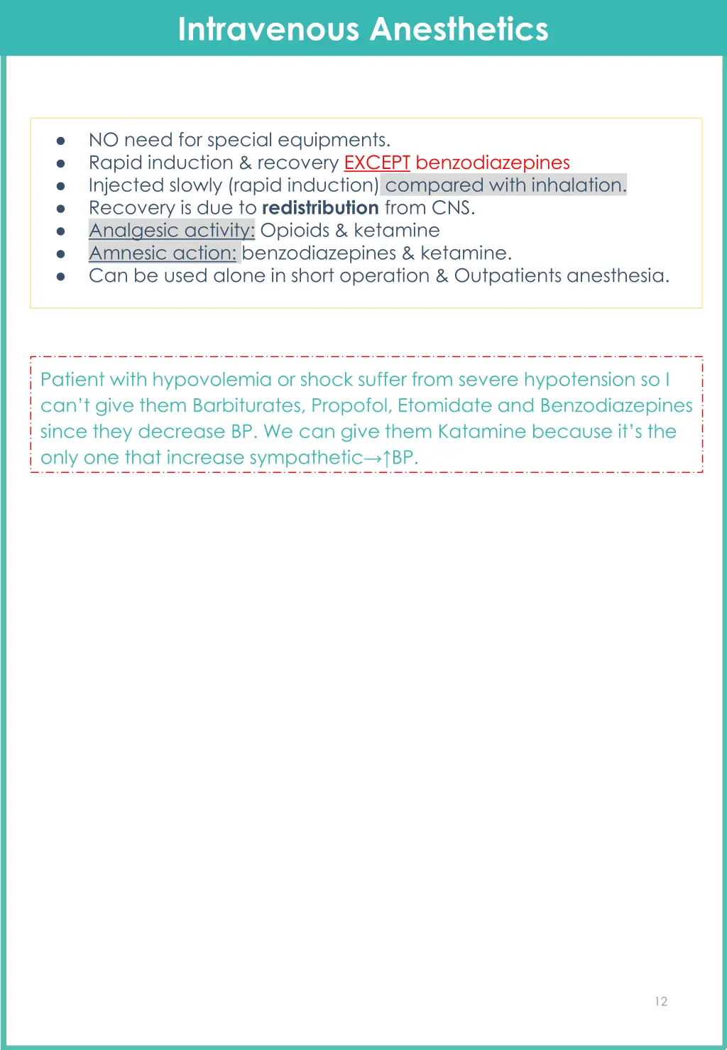 intravenous anesthetics