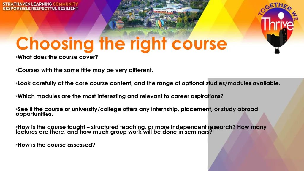 choosing the right course what does the course