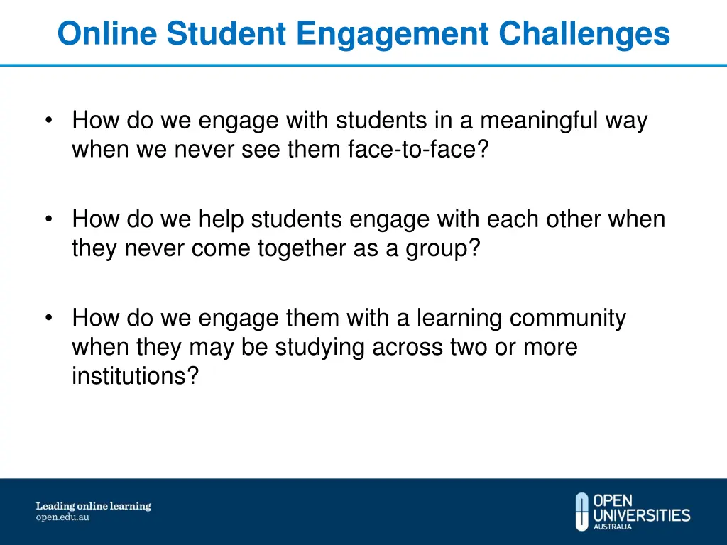 online student engagement challenges