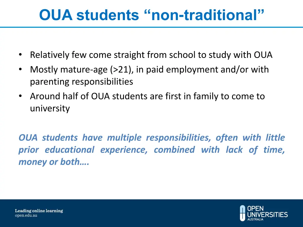 oua students non traditional