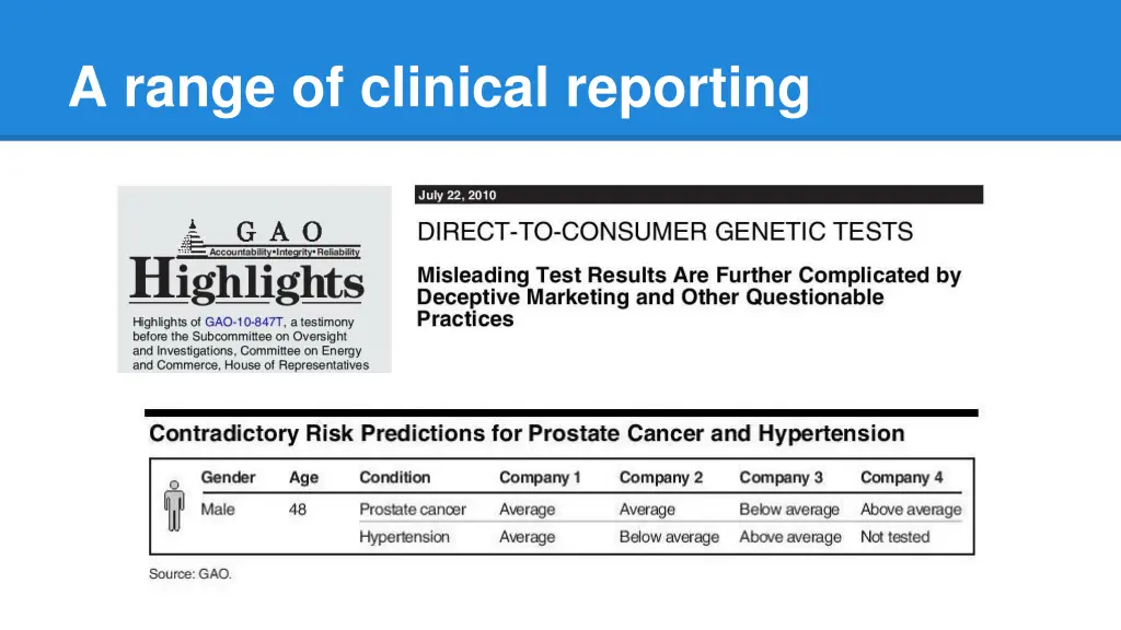 a range of clinical reporting