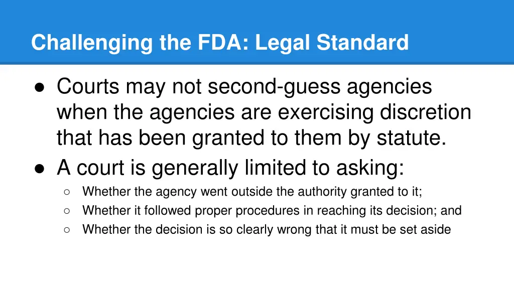 challenging the fda legal standard