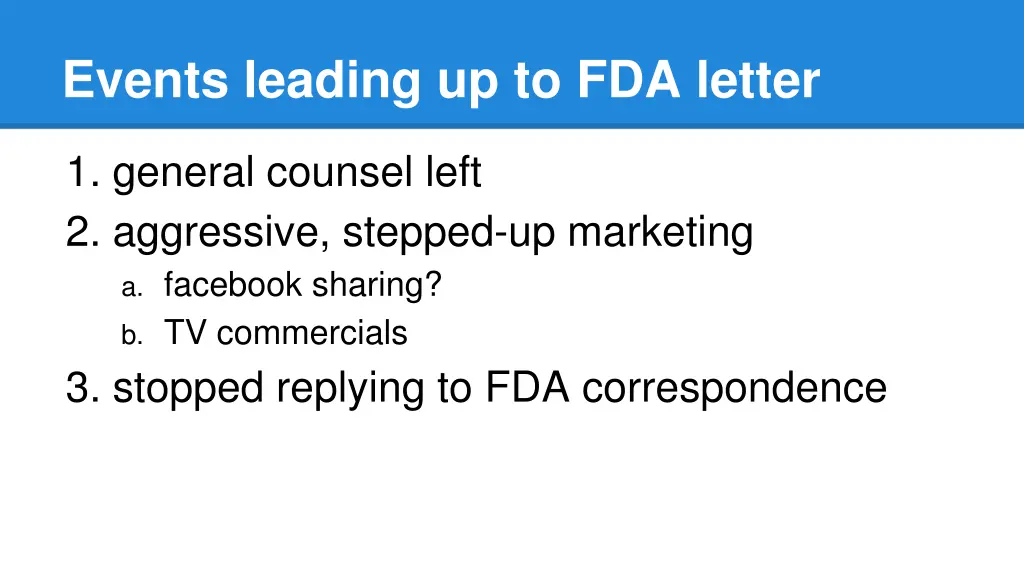 events leading up to fda letter